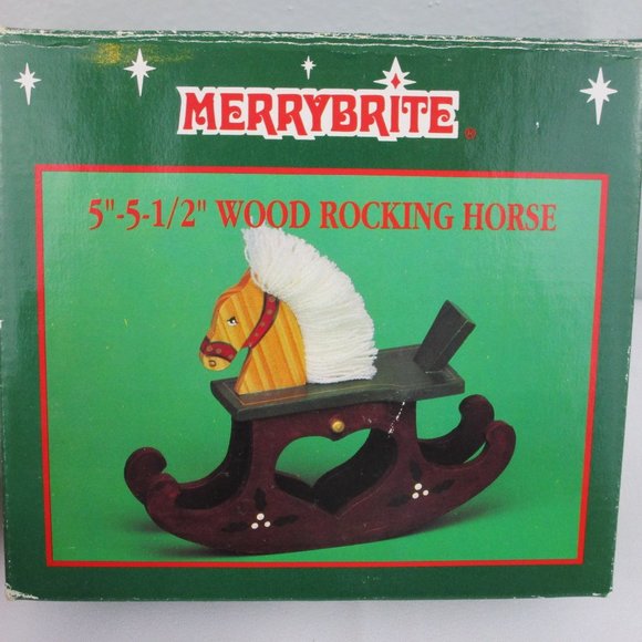 VTG Merry Brite Wood Rocking Horse Christmas Decor - Picture 9 of 11